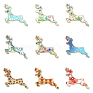 45Pcs 9 Colors Alloy Enamel Pendants, with Printed, Light Gold, Cadmium Free & Nickel Free & Lead Free, for Christmas, Deer, Mixed Color, 19x28x1.5mm, Hole: 1.2mm, 5pcs/color(ENAM-CJ0002-42)