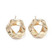 Twist Ring Alloy Studs Earrings for Women, with 304 Stainless Steel Pins, Light Gold, 14.5x15mm(EJEW-H309-12KCG)