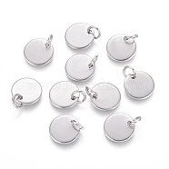 304 Stainless Steel Charms, Stamping Blank Tag, with Jump Rings, Flat Round, Stainless Steel Color, 10x1mm, Hole: 3.5mm(STAS-I124-01B-P)