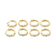 Cubic Zirconia Hoop Earrings, Real 18K Gold Plated Brass Jewelry for Women, Cadmium Free & Lead Free, Mixed Color, 13.5x2mm, Pin: 0.7~0.8x0.9~1mm(EJEW-P213-20G)