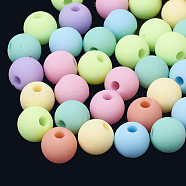Rubberized Style Acrylic Beads, Round, Mixed Color, 6x5.5mm, Hole: 2mm, about 4430pcs/500g(MACR-S281-47-6mm)