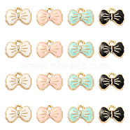 40Pcs 4 Colors Alloy Enamel Pendants, Cadmium Free & Lead Free, Light Gold, Bowknot, Mixed Color, 8.5x12x2mm, Hole: 1.5mm, 10pcs/color(ENAM-CJ0002-17)