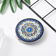 DIY Diamond Painting Stickers Kits For Plastic Mirror Making, with Glass, Resin Rhinestones, Diamond Sticky Pen, Tray Plate and Glue Clay, Flat Round with Mandala Pattern, Mixed Color, 73x70x9mm(DIY-F059-39)
