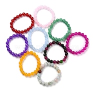 Dyed Natural Jade Beads Stretch Bracelets, Round, Mixed Color, Inner Diameter: 2-1/8 inch(5.4cm), Bead: 10mm(BJEW-G633-C)