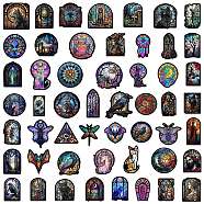 Gothic Style PVC Self-Adhesive Cartoon Stickers, Rainbow Prism Waterproof Decals for Kid's Art Craft, Mixed Shapes, 40~80mm, 50pcs/set(STIC-PW0019-03)