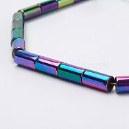 Electroplate Magnetic Synthetic Hematite Strands, Column, Grade A, Multi-color Plated, 6.5x12mm, Hole: 1mm, about 31pcs/strand, 15.74 inch(G-K259-33E)