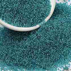 MIYUKI Round Rocailles Beads, Japanese Seed Beads, (RR1822) Sparkling Aqua Lined Aqua AB, 15/0, 1.5mm, Hole: 0.7mm, about 5555pcs/bottle, 10g/bottle(SEED-JP0010-RR1822)