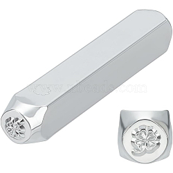 Iron Seal Stamps, Pattern: Clover, Platinum, 65.5x10mm(AJEW-BC0005-29D)