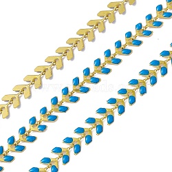 Vacuum Plating 304 Stainless Steel Cobs Chains, with Enamel, Soldered, with Spool, Golden, Dodger Blue, 7x6x1mm(CHS-C004-01B-G)