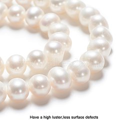 Grade AAA Natural Cultured Freshwater Pearl Beads Strands, Round, Creamy White, 8~9mm, Hole: 0.8mm, about 49pcs/strand, 14.96 inch~15.74 inch(X-PEAR-L001-B-13)
