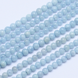 Grade A Natural Aquamarine Round Bead Strands, 4mm, Hole: 1mm, about 87pcs/strand, 15.5 inch(G-L417-13-A)