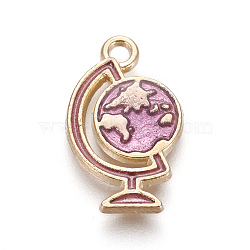 Alloy Enamel Pendants, Globe, Light Gold, Violet, 17.5x11x2mm, Hole: 1.5mm(ENAM-N047-L02)