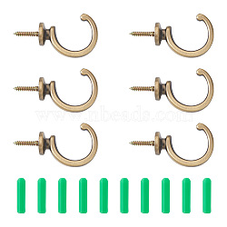 Spritewelry 16Pcs 2 Style Zinc Alloy Hook Hanger, C-shaped, with Plastic Window Curtain Hooks, Antique Bronze, 16pcs/bag(FIND-SW0001-04AB)