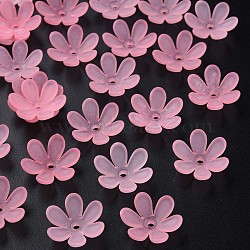 Transparent Acrylic Beads, Frosted, Flower, Hot Pink, 20.5x18.5x6.5mm, Hole: 2mm, about 857pcs/500g(MACR-S373-107-D05)