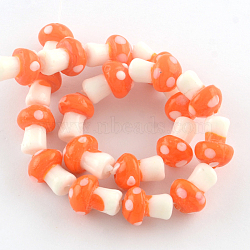 Autumn Theme Mushroom Handmade Lampwork Beads Strands, Orange Red, 16x12mm, Hole: 2mm, about 20pcs/strand, 13.7 inch(X-LAMP-R116-15)