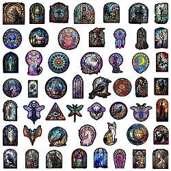 Gothic Style PVC Self-Adhesive Cartoon Stickers, Rainbow Prism Waterproof Decals for Kid's Art Craft, Mixed Shapes, 40~80mm, 50pcs/set(STIC-PW0019-03)