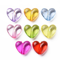 Transparent Acrylic Beads, Heart, Mixed Color, 15x17.5x8mm, Hole: 2mm(X-MACR-N013-065)