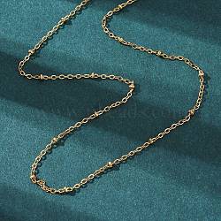 PVD Vacuum Plating 304 Stainless Steel Cable Chains Necklaces, with Lobster Claw Clasps, Golden, 17.7 inch(45cm), 1.5x0.4mm, beads: 2.3x1.2mm(MAK-L015-41G)