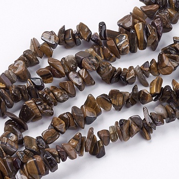 Natural Tiger Eye Stone Bead Strands, Chip, 4~10x4~6x2~4mm, Hole: 1mm, about 320pcs/strand, 35.4 inch
