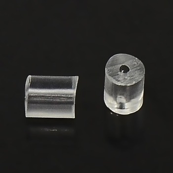 Plastic Full-covered Ear Nuts, Earring Backs, Tube, Clear, 2.5~2.6x3mm, Hole: 0.3mm, about 50000Pcs/bag