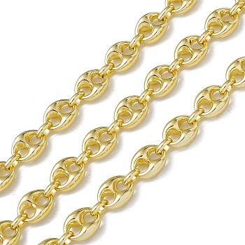 Brass Coffee Bean Chains, with Spool, Soldered, Long-Lasting Plated, Cadmium Free & Nickel Free & Lead Free, Real 18K Gold Plated, 13x10x5mm