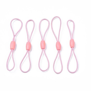 Elastic String, with Silicone Beads Buckle, for Hanging Tags, Cards, Keys, Pink, 65~78x1mm