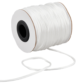 1 Roll Nylon Rattail Satin Cord, Beading String, for Chinese Knotting, Jewelry Making, Rattail Satin Cord, White, 2mm, about 50 yards/roll(150 feet/roll)