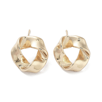 Twist Ring Alloy Studs Earrings for Women, with 304 Stainless Steel Pins, Light Gold, 14.5x15mm