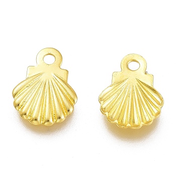 304 Stainless Steel Charms, Laser Cut, Scallop Shell Shape, Golden, 7.5x5.5x0.5mm, Hole: 1mm