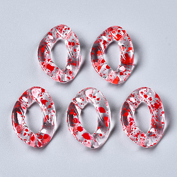 Transparent Spray Paint Acrylic Linking Rings, Quick Link Connectors, for Curb Chains Making, Twist, Red, 29.5x20x6mm, Inner Diameter: 8x16mm