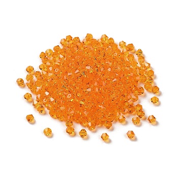 Transparent Glass Beads, Bicone, Dark Orange, 4x4x3.5mm, Hole: 1mm, 720pcs/bag