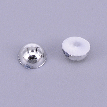 ABS Plastic Imitation Pearl Beads, Half Round, Silver, 2: 5x2.5mm, about 200pcs/bag