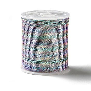 17M Rainbow Color Polyester Sewing Thread, 9-Ply Polyester Cord for Jewelry Making, Colorful, 0.6mm, about 18.59 Yards(17m)/Roll
