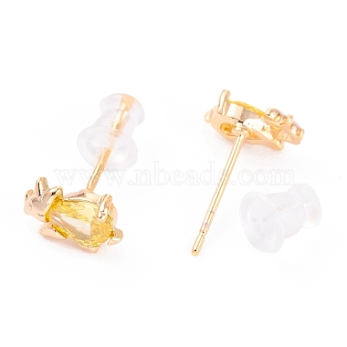 Cute Light Gold Plated Brass Stud Earrings(EJEW-H106-02C)-2