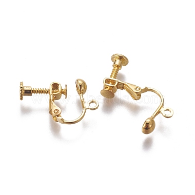 Rack Plated Brass Screw Clip-on Earring Findings(KK-P169-04G)-2