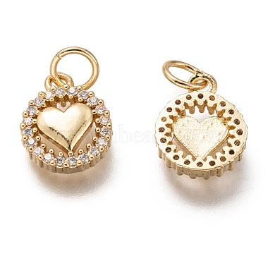 Brass Micro Pave Clear Cubic Zirconia Charms(ZIRC-C020-66G)-2