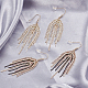 2 Pairs 2 Colors Natural Pearl Beaded & Rhinestone Chains Tassel Earrings(EJEW-AN0004-23)-7
