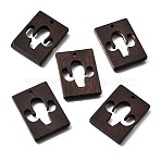 Wood Pendants, Coconut Brown, Cactus Charms, 39.5x29.5x5mm, Hole: 2.5mm(WD-CBA27E8-01A)