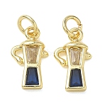Brass Micro Pave Cubic Zirconia Charms, Coffee Machine Charms, Real 18K Gold Plated, Mixed Color, 13x8x2mm, Hole: 3.5mm(KK-T085-09G)