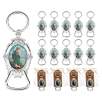 16Bags Zinc Alloy Bottle Opener Keychains, Oval with St. Jude, with Bag and Paper Card & Split Key Ring, with 1Bundle Jute Cord, Platinum, 105mm(KEYC-DC0001-44)