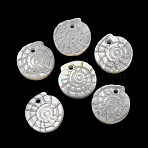 Natural White Shell Pendants, Conch Charms, White, 9.5~10x9x2mm, Hole: 0.9mm(SH-CBA2978-24)