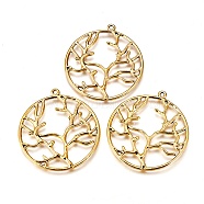 Alloy Metal Tree of Life Pendants, Cadmium Free & Lead Free, Flat Round with Tree of Life, Antique Golden, 44x40x2mm, Hole: 2mm(PALLOY-20320-AG-RS)