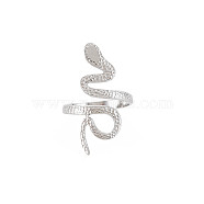 304 Stainless Steel Snake Wide Open Cuff Ring for Women, Stainless Steel Color, US Size 6 3/4(17.1mm)(X-RJEW-S405-160P)