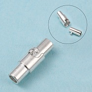 Brass Locking Tube Magnetic Clasps, Column, Silver, 15x4mm, Hole: 2.8mm(MC079-S)