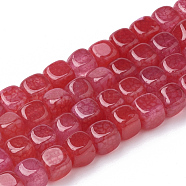 Natural Agate Beads Strands, Dyed, Cube, Red, 7.5~8x7~7.5x7~7.5mm, Hole: 1mm, about 50pcs/strand, 14.5 inch(G-S287-07)