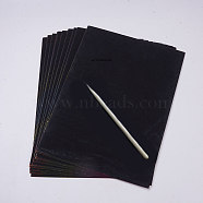 Magic Drawing Paper, DIY Scratchbook Scratch Stickers, Black Cardboard Stationery Drawing Toy, Black, 297x200~210x3mm, 10pcs/bag(DIY-WH0013-43)