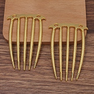 Alloy Hair Comb Findings, with Loops, Golden, 72x48mm(OHAR-PW0001-426G)