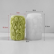 Column with Flower DIY Candle Silicone Molds, Food Grade Silicone for Candle Making, White, 80x115mm(PW-WG17B6A-02)