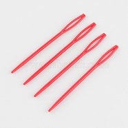 Child Plastic Knit Needles Sewing Knitting Cross Stitch, Red, 71x4x3mm, Hole: 17x2mm, about 1000pcs/bag(TOOL-R030-06)