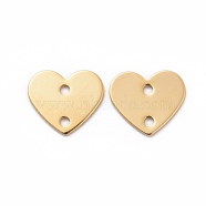 Brass Links connectors, Heart, Nickel Free, Real 18K Gold Plated, 10x11x1mm, Hole: 1mm(X-KK-T038-175G)